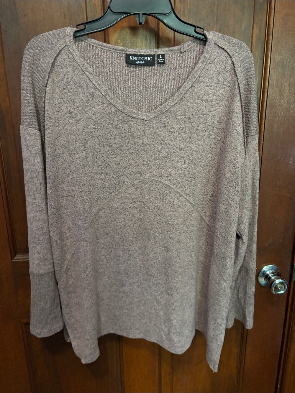 Women's V-Neck Cozy Sweater - Taupe